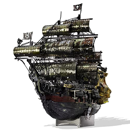Piececool Puzzle 3D Maqueta Metal, Queen Anne's Revenge Nave Pirata Maqueta Barco Puzzles 3D Maquetas para Montar, Maquetas para Construir Adultos y Adolescentes