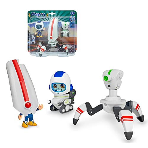 Pinypon Action - Robots Space Pack, 3 Figuras Diferentes, 2 Robots espaciales y un muñeco Astronauta, con Piezas Desmontables e Intercambiables, para niños y niñas Desde 4 años, Famosa (700017340)
