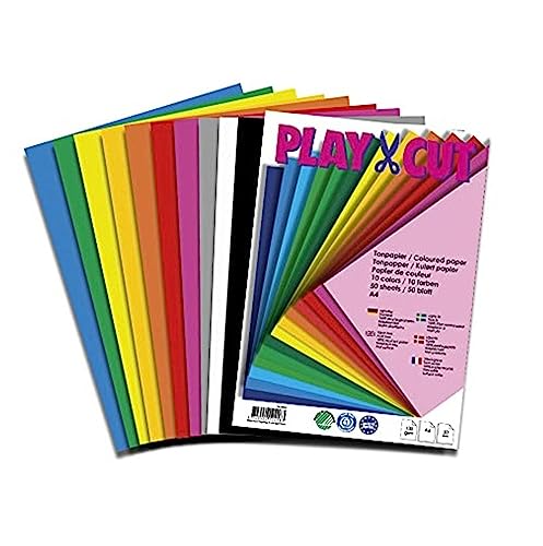 PLAY-CUT, Papel de color, A4, 130 g/m2, 50 hojas, 10 colores