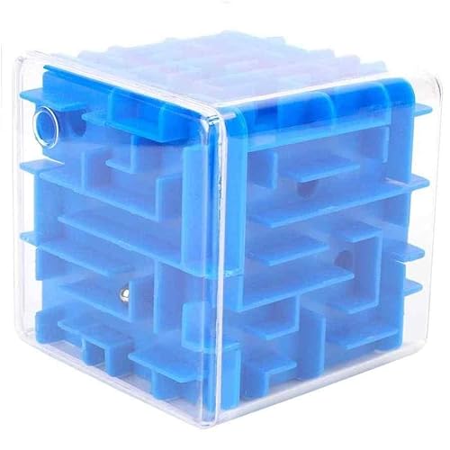 PLAYZOCO Cubo Laberinto, Puzzle Cúbico, Cubo Rompecabezas Tridimensional, Laberinto 3D en Cubo, Cubo de Desafío Espacial, Rompecabezas Laberinto 3D, Apto para niños y Adultos, 8x8x8 cm, Azul