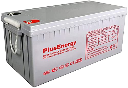 Plusenergy wccsolar Batería Solar 12v Ciclo Profundo AGM 150Ah 250Ah Gel 150Ah 250Ah Solar Fotovoltaica con terminales (250A AGM)