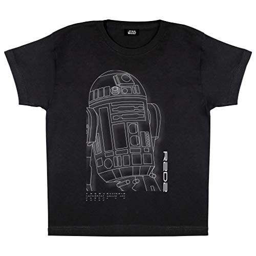 Popgear Star Wars R2-D2 Mädchen-T-Shirt Schwarz Camiseta, 128 para Niñas