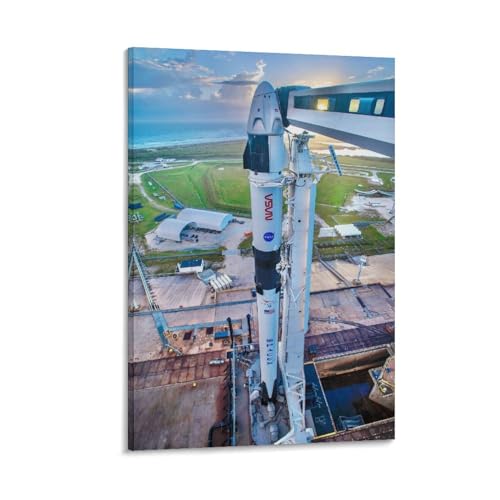 Póster de Falcon 9 SpaceX Art Wallpaper (4) Póster artístico en lienzo, decoración de pared, foto para el hogar, pósteres decorativos modernos de 16 x 24 pulgadas (40 x 60 cm)