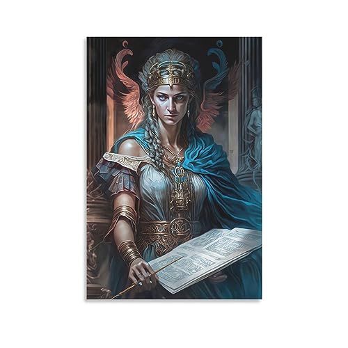 Póster de la diosa de la mitología griega Atenea, 1 póster de arte de pared, impresiones de decoración del hogar, lienzo de pintura, pósteres de 20 x 30 cm