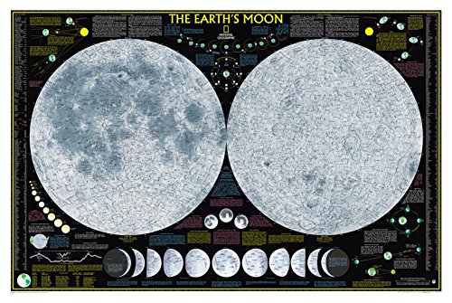 Póster de la luna de la tierra, tipo de mapa: estándar (71 x 106 cm)