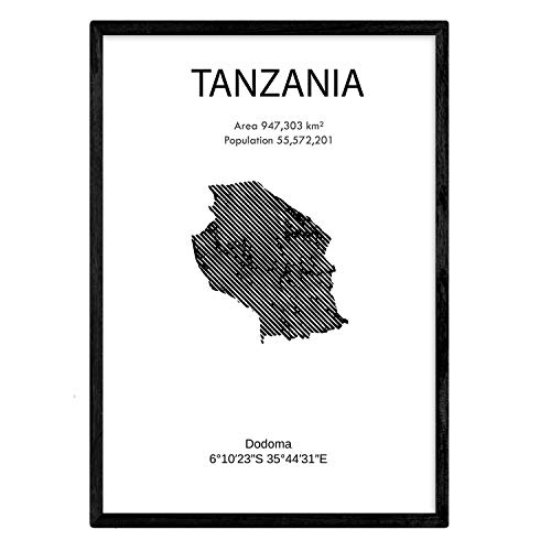 Poster de Tanzania. Láminas de paises y continentes del mundo. Tamaño A4