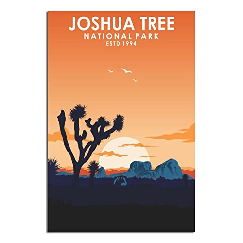 Póster de viaje del Parque Nacional del Árbol de Joshua de la vendimia Cartel decorativo de California Puesta de sol de los carteles de la lona del dormitorio moderno del arte de la pintura de