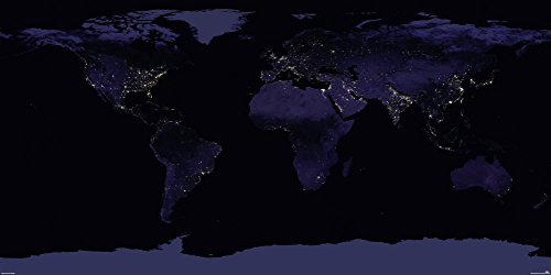Póster XXL Mapa del Mundo por la Noche - Earth at Night [Laqueado] (140cm x 70cm)