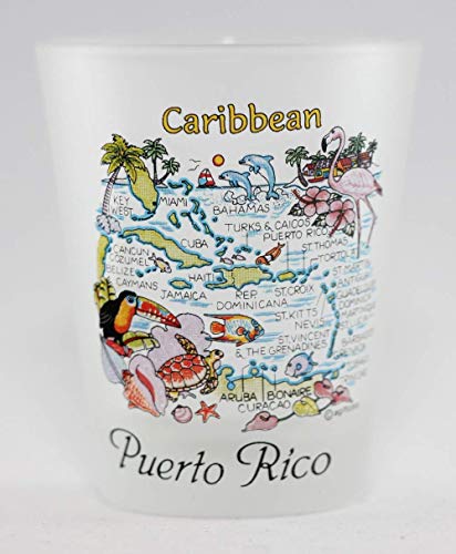 Puerto Rico Caribbean Map Frosted Shot Glass Lpco