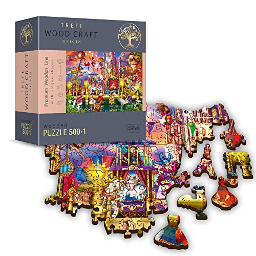 Puzzle De Madera - Magic World - 500 + 1 Elementos, Artesanía En Madera, Formas Irregulares, 50 Figuras De Símbolos Y Monumentos Franceses, Rompecabezas Moderno