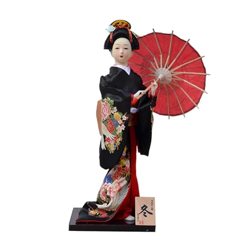 Qianly Geisha Japonesa, muñeca asiática de Geisha, Figuras en Miniatura de 12 ", Kabuki Antiguo Oriental Popular para decoración del hogar de Mesa, Estilo a