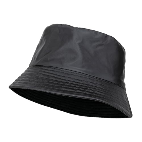 QILZO Gorro de Lluvia Impermeable Plegable Sombrero de Pescador Gorro para Hombres y Mujeres Gorro con Forro Interior Ideal para Senderismo, Deportes al Aire Libre, Color Negro