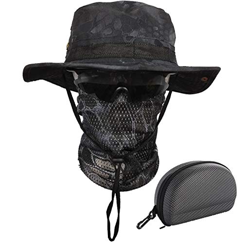 QMFIVE Boonie Bucket Hat Sombreros de ala Ancha para el Sol para Acampar al Aire Libre Pesca Militar Caza Airsoft