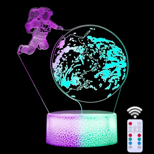 QQAAMZ Astronauta Espacial Lampara Personajes 2 En 1, Luz Bicolor,3d Luz De Noche Control Remoto Touch Lampe Decorativa Para Habitación De Niños Anime Gadget Regalos Navideños