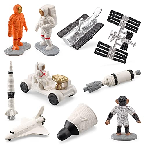 QSWL Estatua estatuilla Astronauta | 10 Piezas en Miniatura del Espacio Exterior - Astronauta Satélite Cohete Telescopio Modelos espaciales, Juguetes para el Espacio