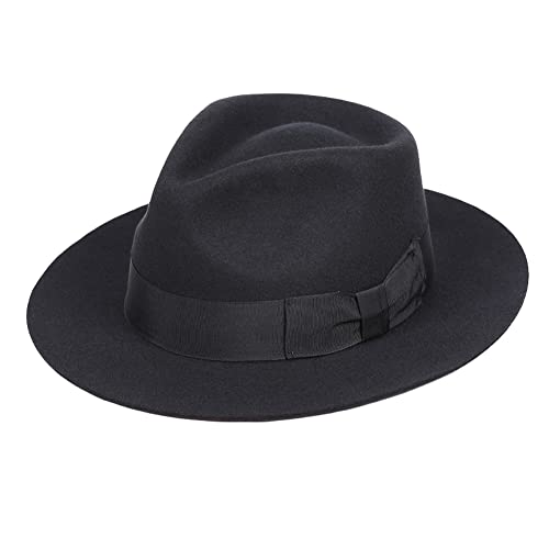 QUUPY Sombrero de ala ancha negra de dos tonos con banda de iglesia Derby Bowknot Cap Beach Trilby Sun Hat para hombres y mujeres