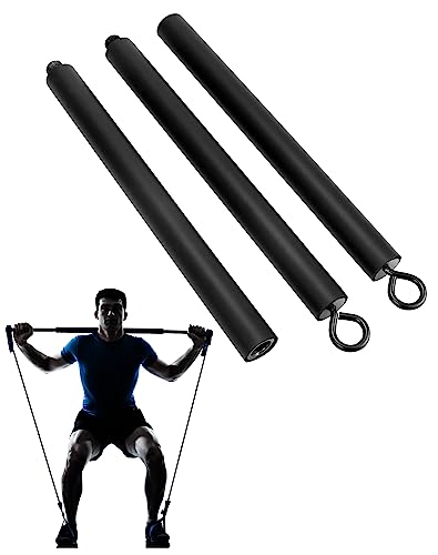 QWORK Barra de Bandas de Resistencia - Barra Pilates - 108 cm (Barra Desmontable x3) - Carga máxima 360 kg - para musculacion en casa y Gimnasio