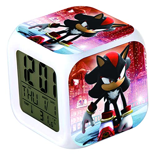 R-Timer Sonic Reloj Despertador Digital para niños, con Pantalla LED, Reloj para mesita de Noche, para niños y Adolescentes (Sombra el headgehog)