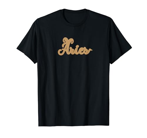 Ram Aries Zodiac Lovers - Letras impresas con diseño de astrología dorada Camiseta