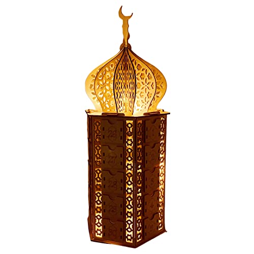 Rama-dan Adviento, calendarios cuenta regresiva madera, decoraciones luna, estrella, calendario Rama-dan, adornos mesa con cajones para decoración fiesta musulmana Rama-dan