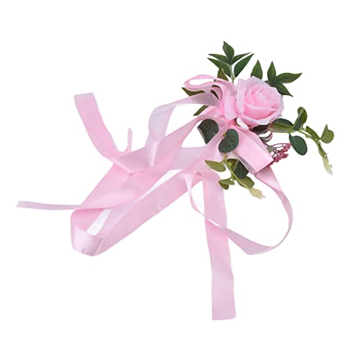 Ramo de flores de boda, decoración de sillas de boda elegante de larga duración para la decoración de la fiesta de cumpleaños(rosa)