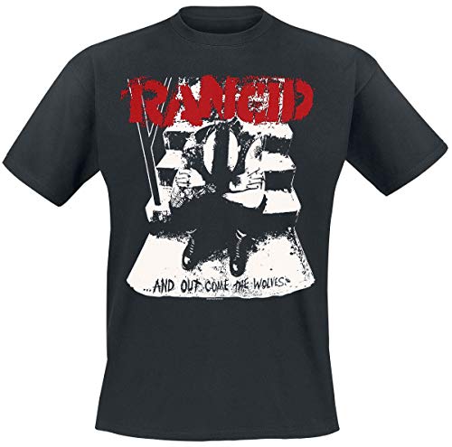 Rancid Wolves Hombre Camiseta Negro L 100% algodón Regular