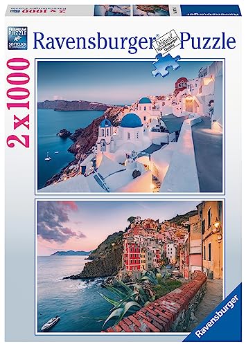 Ravensburger- Puzzle Grecia e Italia, 2x1000 piezas, Puzzle para Adultos