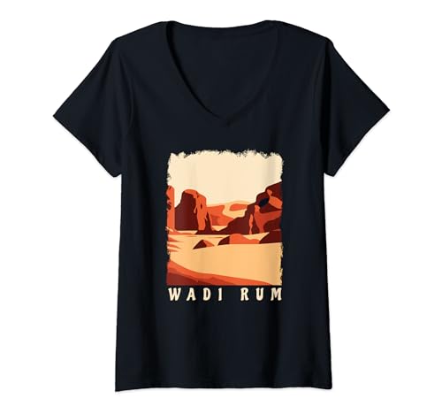 Recuerdo de vacaciones de viaje Wadi Rum Jordan Camiseta Cuello V
