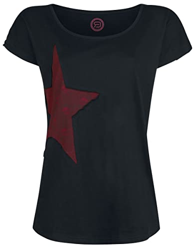 RED by EMP Mujer Camiseta básica Negra con Estampado de Estrellas M