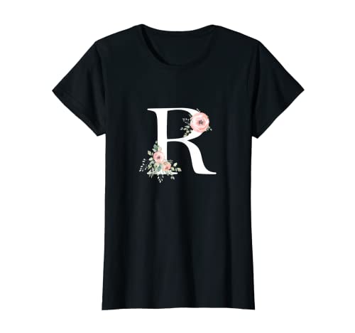 Regalo De Letras Del Abecedario Floral - Nombre Con R Flor Camiseta