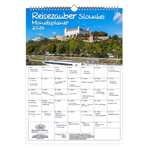 Reisezauber Eslovaquia Planificador DIN A3 para 2024, vacaciones en Bratislava, juego de regalo, contenido: 1 calendario, 1 tarjeta de Navidad y 1 tarjeta de felicitación (3 piezas en total)