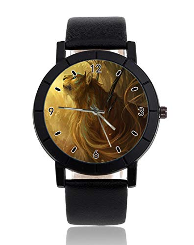 Reloj de pulsera personalizado con diseño de animales mitológicos, informal, correa de piel, color negro, para hombres y mujeres, unisex