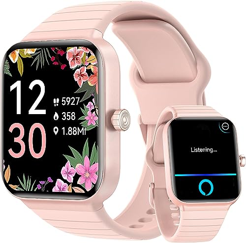 Reloj Inteligente Mujer con Llamadas, Smartwatch 1,8" con Voz Alexa Incorporada IP68 Impermeable, Seguimiento del Frecuencia Cardíaca/Oxígeno en Sangre/Sueño/100+ Deportes/podómetro, para Android iOS
