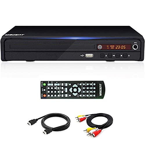 Reproductor de DVD para TV,Full HD 1080P, HDMI Output, Gratuito para Todas Las regiones, Mini Reproductor Compacto de DVD CD y MP3, con Cable HDMI para TV, Puerto USB, Control Remoto, (no blueray)