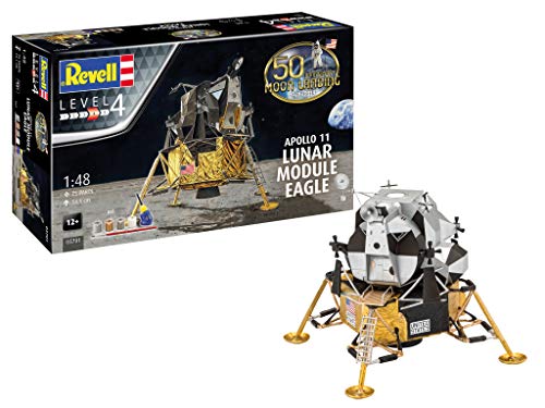 Revell- Apollo 11 Lunar Module Eagle, Escala 1:48 Air Craft Kit de Modelos de plástico, Color Blanco (03701)