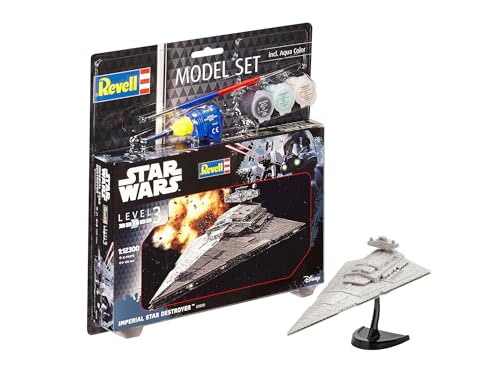 Revell Darth Vader Wars Set Imperial Star Destroyer, en Kit Modelo con Base Accesorios, fácil Pegar y para pintarlas, Escala 1:12300 (63609), 13,0 cm de Largo
