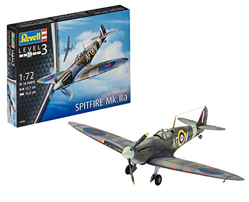 Revell Maqueta de avión 1: 72 – Spitfire MK.IIA en Escala 1: 72, Nivel 3, réplica exacta con Muchos Detalles, 03953