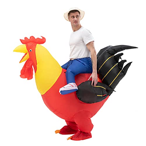 RHESHIN - Disfraz de gallo inflable inusual pollos, disfraz para fiesta de Halloween, Navidad, Cosplay adulto niño (Red)