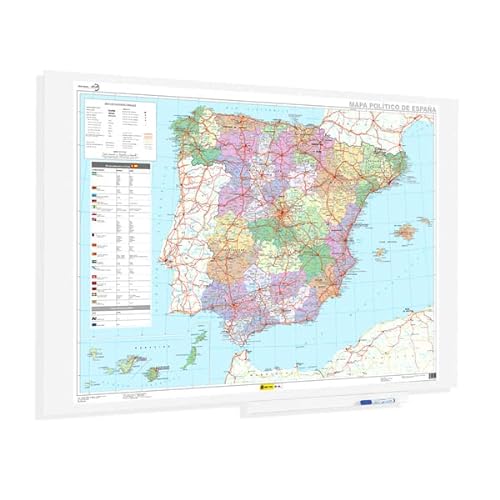 Rocada 6421MAPSP Pizarra Mapa de España, Superficie Lacada Magnética, 100cm x 150cm