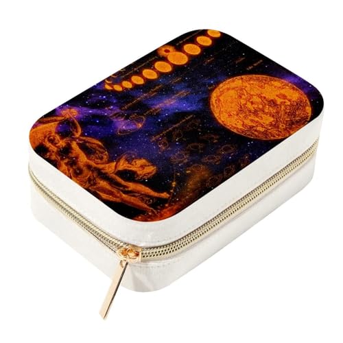 RODAILYCAY Space Venus Saturno Júpiter Moon - Joyero de terciopelo portátil con cremallera para almacenar collares, anillos, aretes, pulseras, ideal para mujeres y niñas