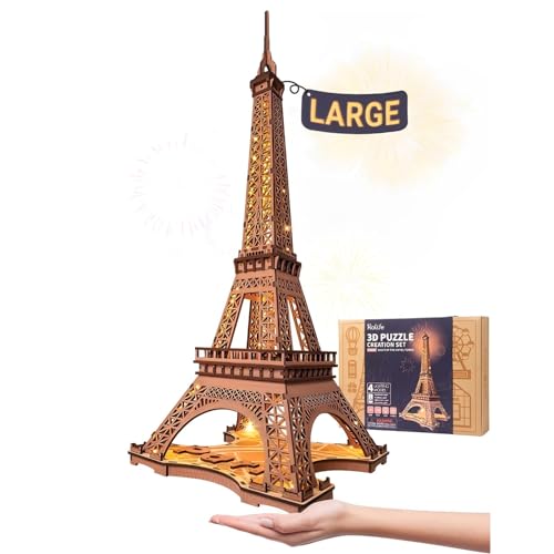Rolife Torre Eiffel con Luz Modelo Kits-Puzzle 3D Maquetas para Construir Montar Adultos -Arquitectura Kits de Construcción(TGL01)