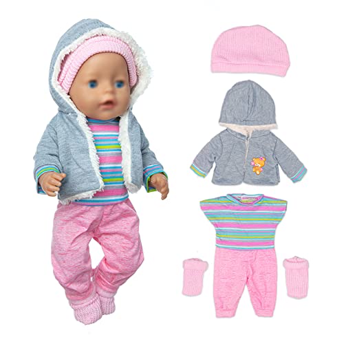 Ropa de Muñecas para 36 - 43 CM / 17 in New Born Baby Doll Muñecas, Contiene abrigo, blusa, pantalones y calcetines (sin muñeca)