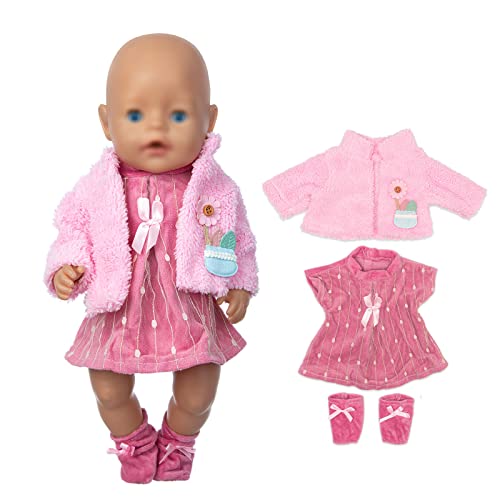 Ropa de Muñecas para 36 - 43 CM / 17 in New Born Baby Doll Muñecas, Contiene Abrigo, Vestido y Calcetines (no muñeca)