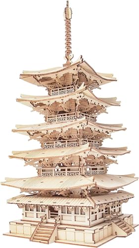 RoWood Puzzle 3D Madera Templo Japones Maquetas para Construir Adultos, Maquetas de Edificios Madera Adultos, Regalos para Adultos y Niños