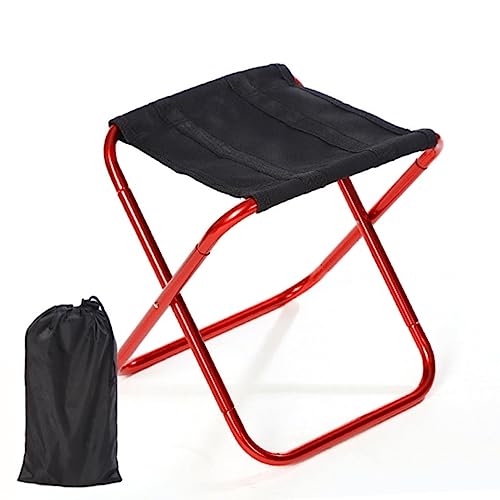 RUDDOG Taburete plegable para acampar, silla pequeña, portátil, plegable, de aleación de aluminio, banco ultraligero, senderismo, picnic, asiento, herramientas-rojo