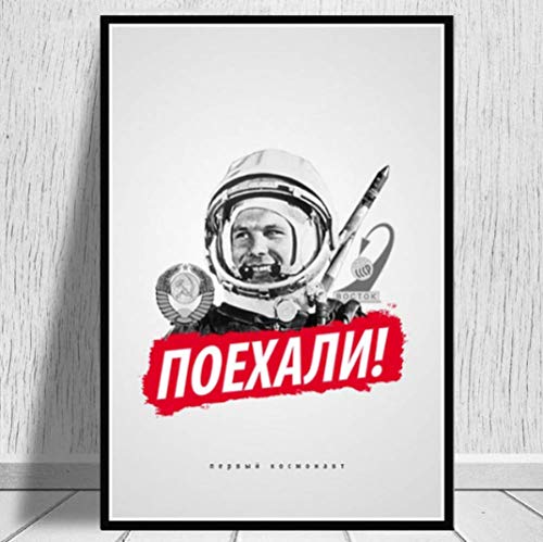 RUIYANMQ Héroes espaciales Yuri Gagarin Pósters e Impresiones Arte de Pared Para Sala de Estar Decoración Casera Vintage Mk51Zw 40X60Cm Sin Marco