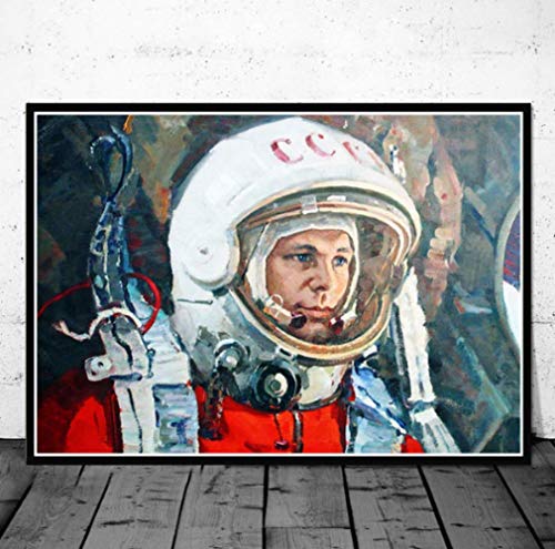 RUIYANMQ Héroes espaciales Yuri Gagarin Pósters e Impresiones Murales de Arte de Pared para Sala de Estar Decoración Casera Vintage Mk52Zw 40X60Cm Sin Marco