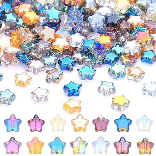 Ruzister® 100 cuentas de estrella de cristal de 8 mm con forma de estrella, para joyas, pulseras, manualidades