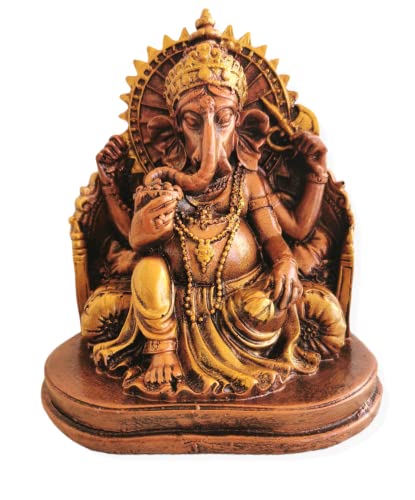 SabelAX - Figura de Ganesha - Ganesha - Figuras Decoracion Salon - Elefantes Decoracion Figuras - Budas Decorativos - Elefante Suerte - Decoracion Zen - Figuras de Buda - Fengshui (Dorado)