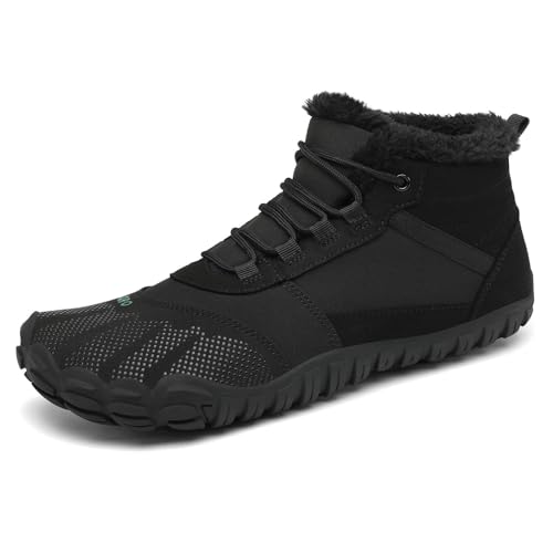 SAGUARO Botas de Nieve Hombre Mujer Zapatos Forrados Caliente Barefoot Botines Antideslizante, Negro 46